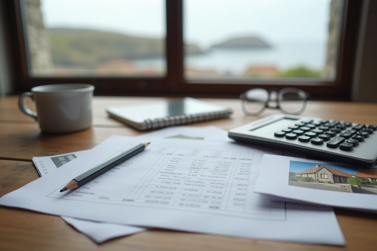 Calcul de rentabilité d'un projet de rénovation immobilière en bord de mer bretagne avec tableur et notes financières