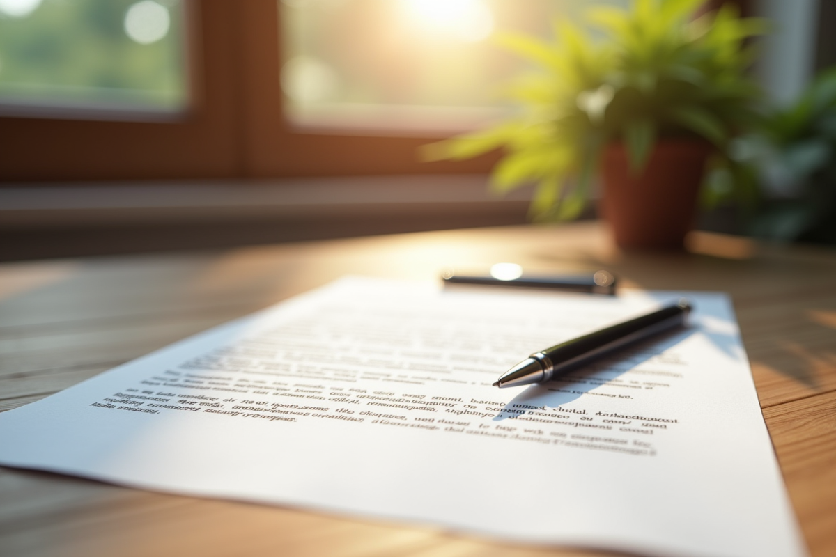 Contrat légal et stylo sur une table en bois