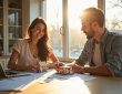 Jeune couple professionnel étudiant l'investissement immobilier