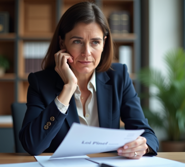 Femme d'affaires en réunion avec documents Loi Pinel