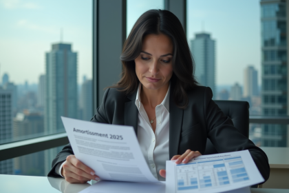 Femme d affaires concentrée sur documents comptables