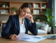 Femme professionnelle en bureau moderne pour article finance