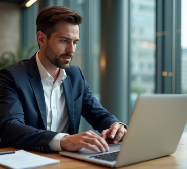 Homme d'affaires en costume dans un bureau moderne