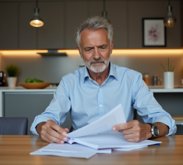 Homme d'âge moyen étudiant des documents de location