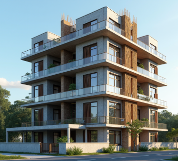 Construction d un immeuble résidentiel à Ambilly en matinée ensoleillée