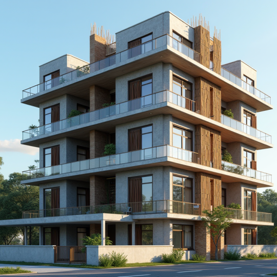 Construction d un immeuble résidentiel à Ambilly en matinée ensoleillée