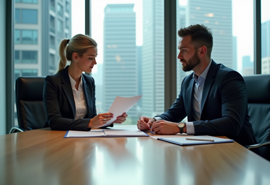 Groupe de professionnels en réunion d'affaires sérieuse