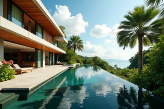 Villa de luxe neuve avec piscine à débordement et vue sur le golfe de Thaïlande à Koh Samui