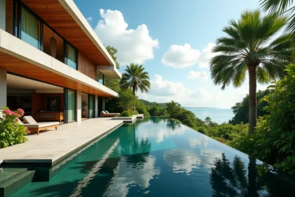 Villa de luxe neuve avec piscine à débordement et vue sur le golfe de Thaïlande à Koh Samui