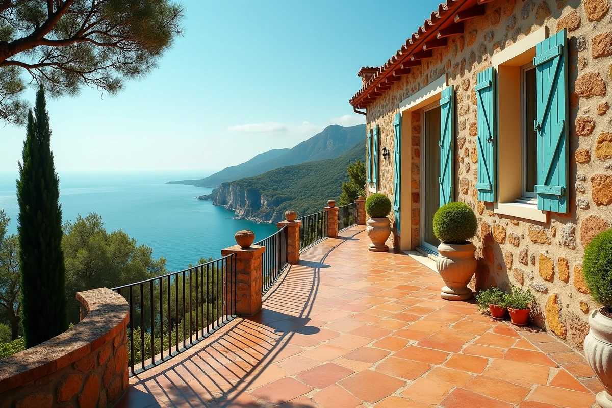 Villa provençale avec vue mer sur la côte méditerranéenne du sud de la France
